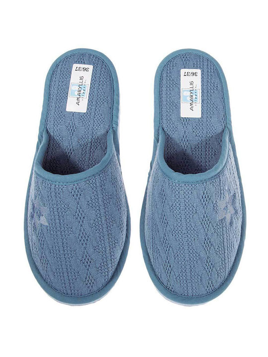 Amaryllis Slippers Χειμερινές Γυναικείες Παντόφλες σε Μπλε χρώμα