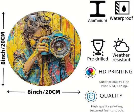 Semn Metalic Femeie Fotograf Graffiti Artă Stradală
