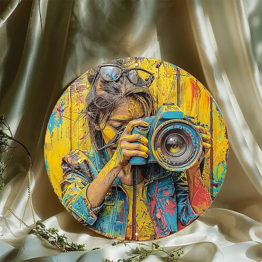 Semn Metalic Femeie Fotograf Graffiti Artă Stradală