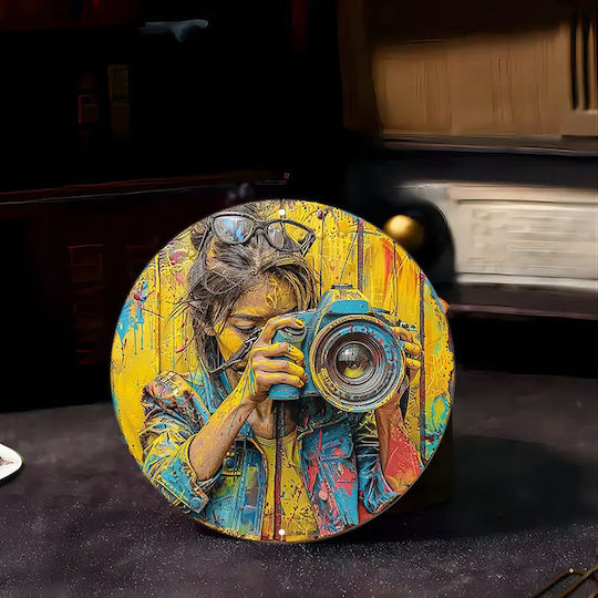 Semn Metalic Femeie Fotograf Graffiti Artă Stradală
