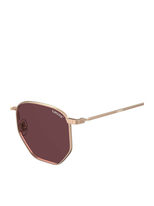 Levi's Unisex Sunglasses with Rose Gold Metal Frame and Purple Lens LV1004S DDBU1