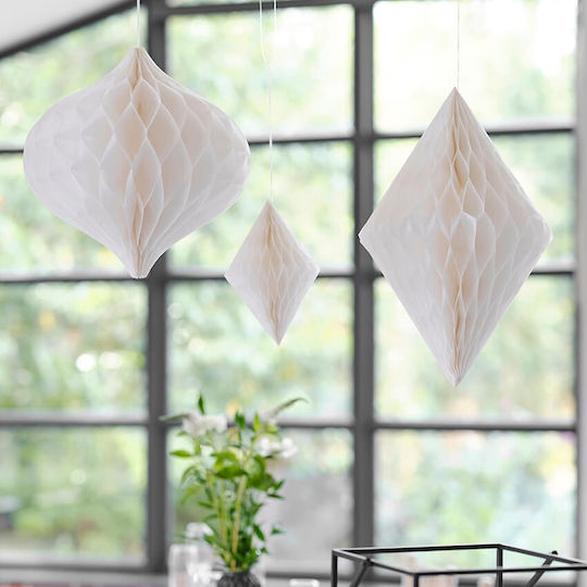 Ginger Ray Hanging Ornament for Party in White Colour 3 Pieces
