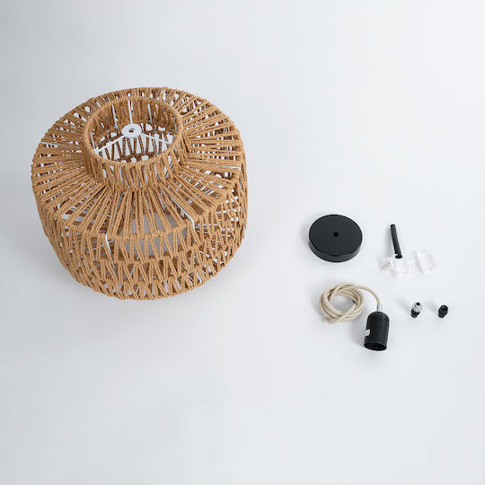 GloboStar Jenson Ceiling Light Brown Boho Grid with E27 Socket 33x35x35cm
