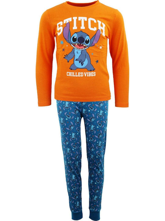 Disney Детска пижама Зимна Оранжев Stitch
