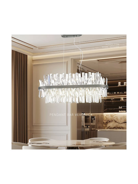 Viokef Pendant Light Silver Rail for 8 Bulbs G9 81x143cm