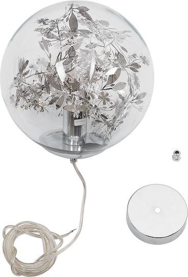 GloboStar Harper Ceiling Light Silver Ball with E27 Socket 25x25x30cm