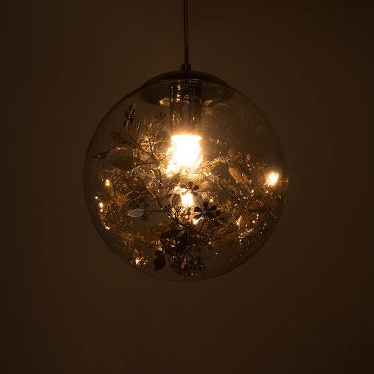 GloboStar Harper Ceiling Light Silver Ball with E27 Socket 25x25x30cm