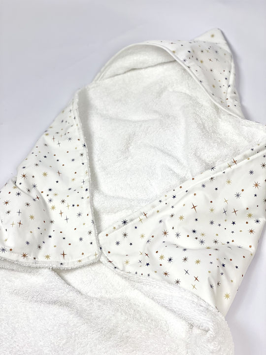 Velvet White Baby Bath Towel Hooded 70x70cm