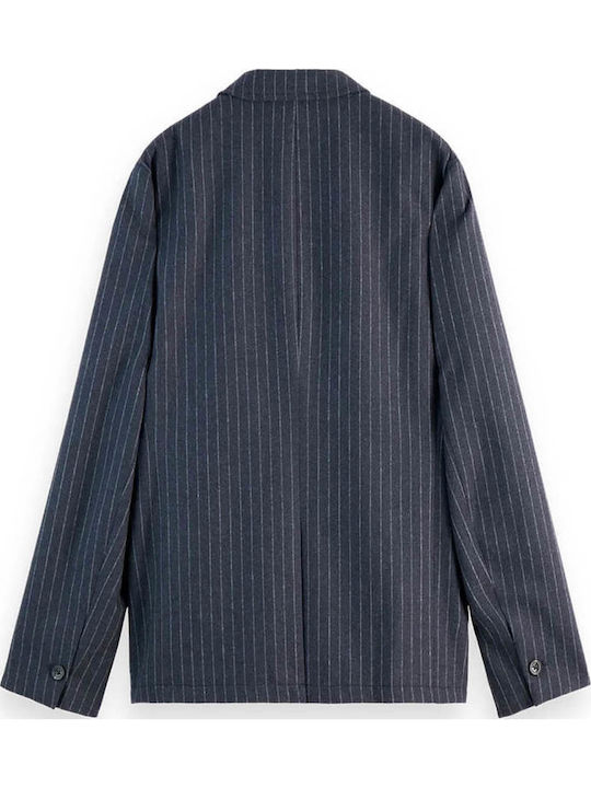 Scotch & Soda Pinstripe Men's Suit Jacket Charcoal Stripe