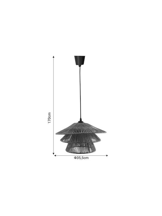Inart Oakim Pendant Light Brown with Rope for Socket E27 35.5x35.5x170cm