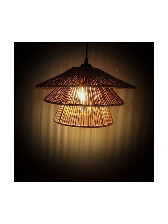 Inart Pendant Light Brown with Rope for Socket E27 35.5x35.5x170cm