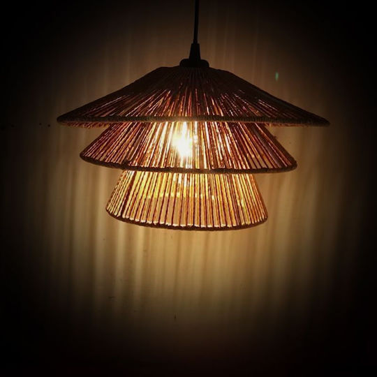 Inart Oakim Κρεμαστό Φωτιστικό Καφέ 35.5x35.5x170εκ.