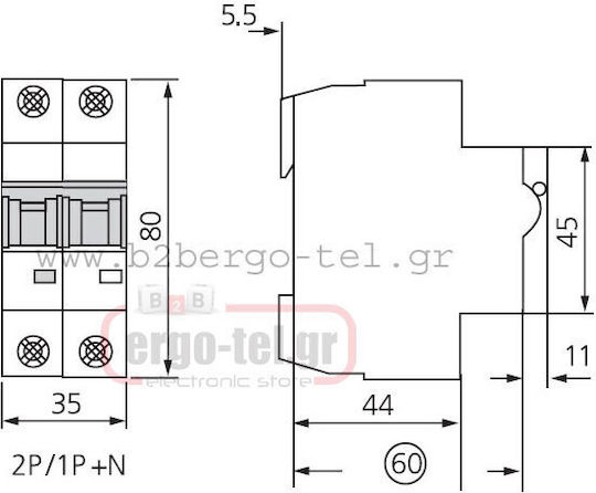Kripal Automatic Circuit Breaker Double-pole AC/DC 209-002100225
