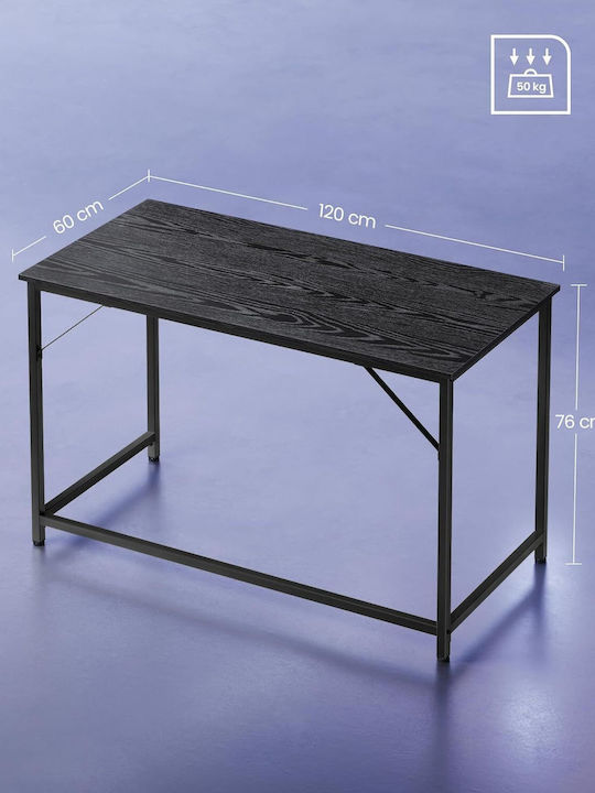 Birou Vasagle Cadru din Oțel 60x120x75cm Industrial Negru