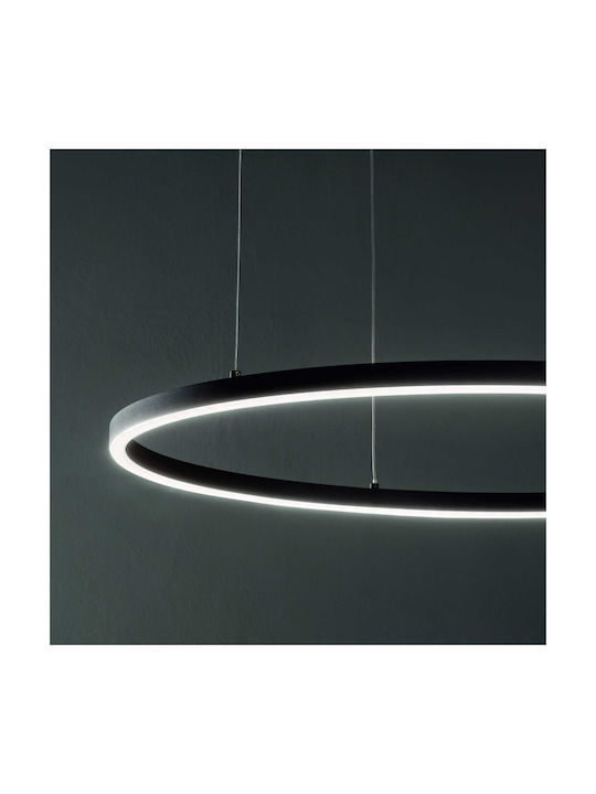 Ideal Lux Oracle Slim Pendant Light Black LED with Natural White Light 50x50cm