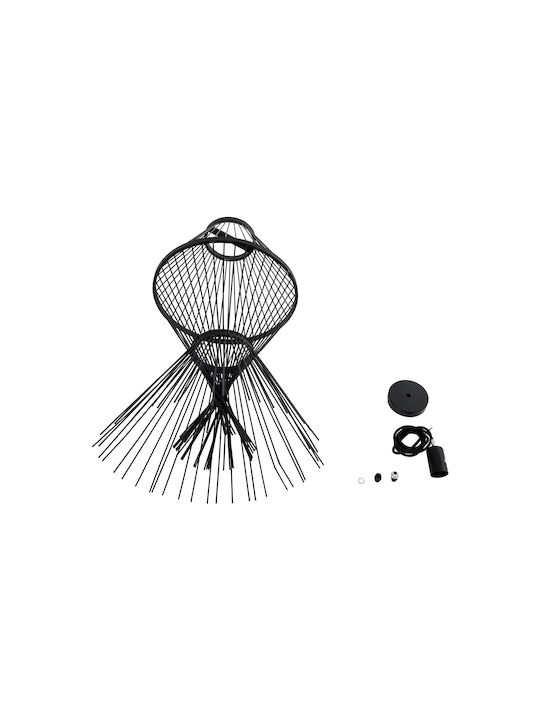 GloboStar Yoshi Deckenleuchte Schwarz Boho Raster mit Lampenbirnensockel E27 35x35x60cm