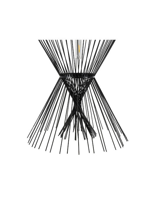 GloboStar Yoshi Deckenleuchte Schwarz Boho Raster mit Lampenbirnensockel E27 35x35x60cm