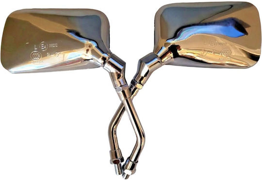 Motorcycle Mirrors 10mm Y Square Chrome Yamaha Virago 125cc-250cc Etc Pair Roc119828