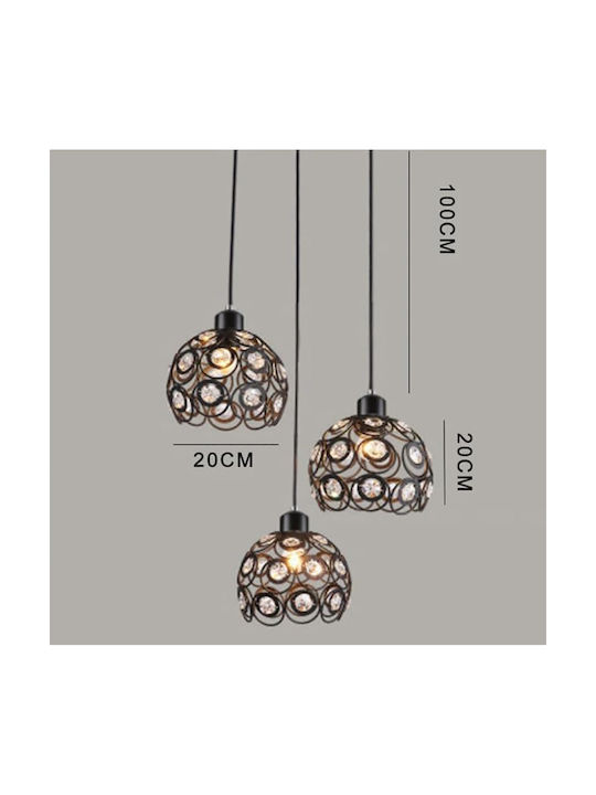 Artekko Pendant Light Black with Socket E27 40x40x80cm