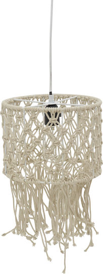 Inart Zelian Pendant Light Beige with Rope for Socket E27 55x55x100cm
