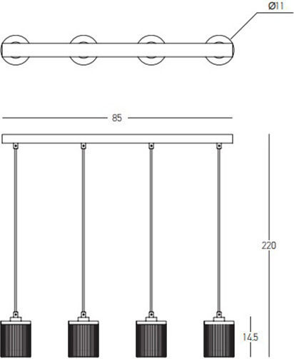 Zambelis Lights Κρεμαστό Φωτιστικό Κίτρινο LED με Θερμό Λευκό Φως Ράγα 85x220x220εκ.