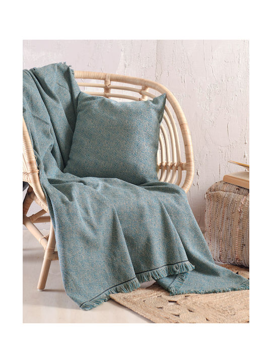 Rythmos Decorative Pillow Case Only Petrol Blue 40x40cm
