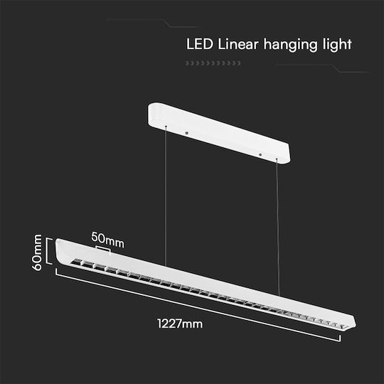 V-TAC Κρεμαστό Φωτιστικό Λευκό LED με Ρυθμιζόμενο Λευκό Φως 122.7x5εκ.
