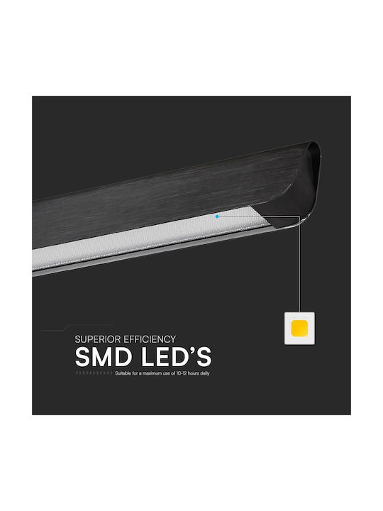 V-TAC Κρεμαστό Φωτιστικό Μαύρο LED με Ρυθμιζόμενο Λευκό Φως 122.7x5εκ.