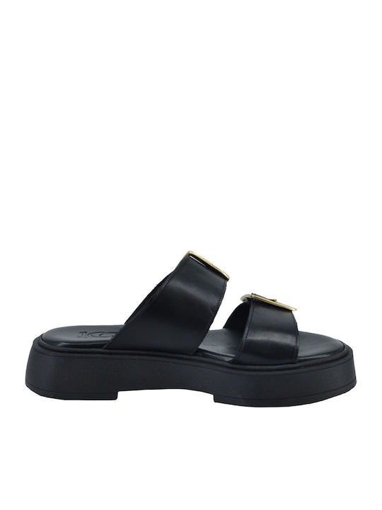Sandale Casual Damă Flatforme Din Piele Negre