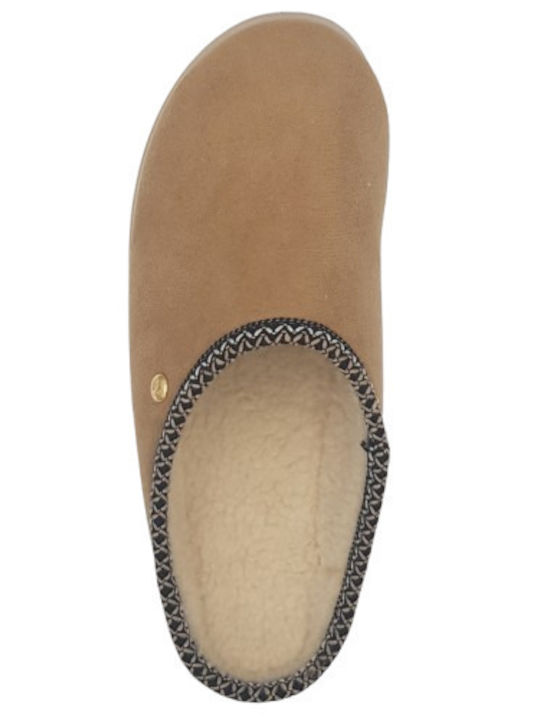 Anatomische Damen Hausschuhe mit Fell Beige
