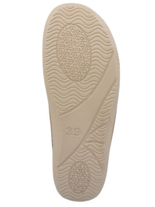Anatomische Damen Hausschuhe mit Fell Beige