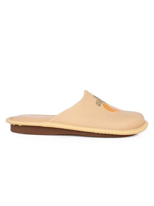 Castor Anatomic Anatomical Leather Women's Slippers in Yellow color