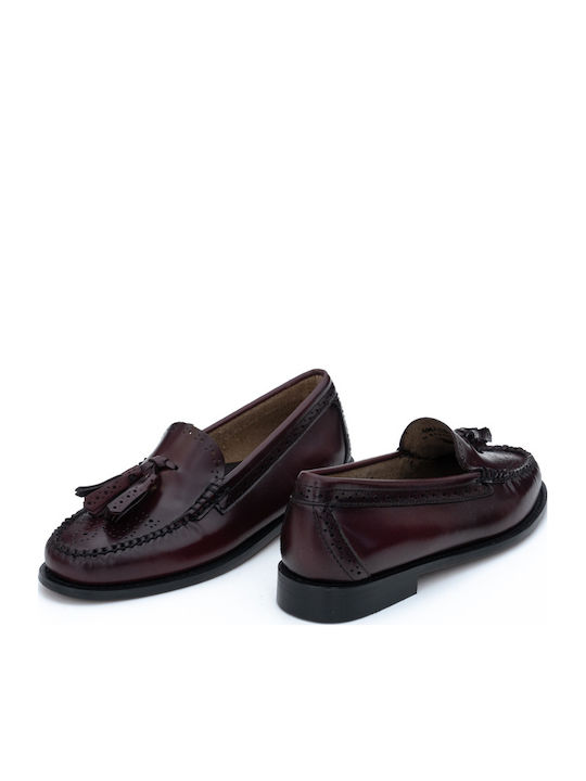 Leather Women's Loafers in Burgundy Color