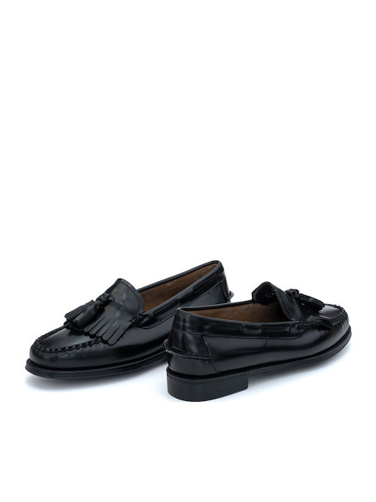 Leder Damen Loafers in Schwarz Farbe