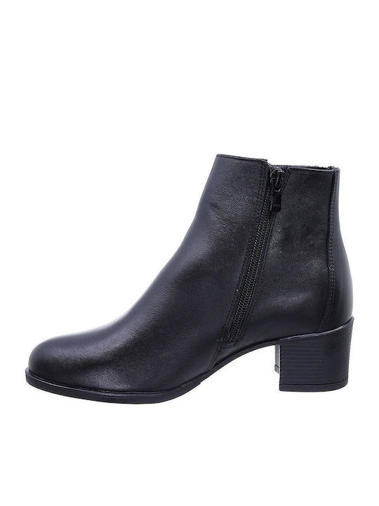 Ghete dama de piele cu toc mediu negru
