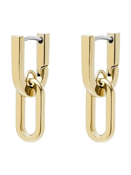 Fossil Earrings Hoops made of Steel Gold Plated