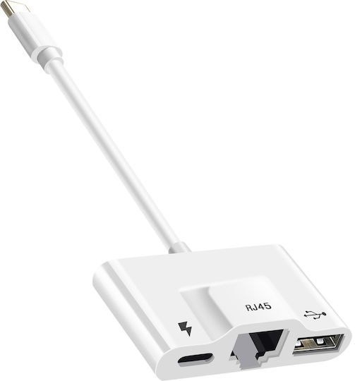 Usb-c To Ethernet Usb Usb-c Compact Plug Play Adapter White