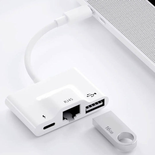 Usb-c To Ethernet Usb Usb-c Compact Plug Play Adapter White
