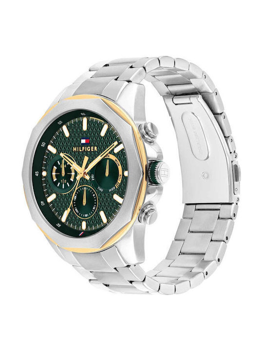Tommy Hilfiger Lars Ανδρικό Ρολόι 46mm Χρονογράφος Μπαταρίας με Ασημί Μεταλλικό Μπρασελέ