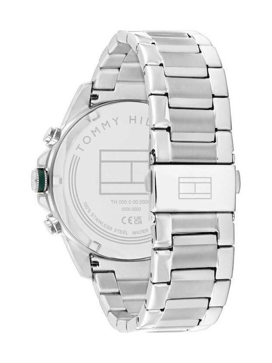 Tommy Hilfiger Lars Ανδρικό Ρολόι 46mm Χρονογράφος Μπαταρίας με Ασημί Μεταλλικό Μπρασελέ