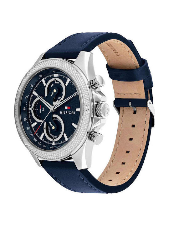 Tommy Hilfiger Sport Men's Watch 46mm Battery with Blue Leather Strap