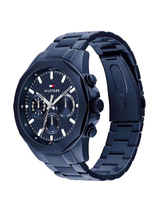 Tommy Hilfiger Men's Watch 46mm Chronograph Battery with Blue Metal Bracelet