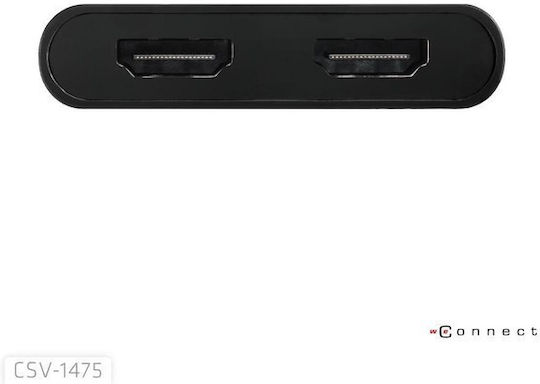 Club-3d Video Splitter 2:1 Csv-1475 Usb Type-c Usb Type-a Adapter To 2x Hdmi Displaylink 4k 60hz