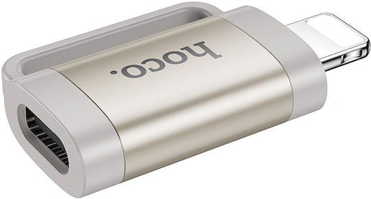Hoco Μετατροπέας Lightning male σε USB-C female Γκρι 1τμχ