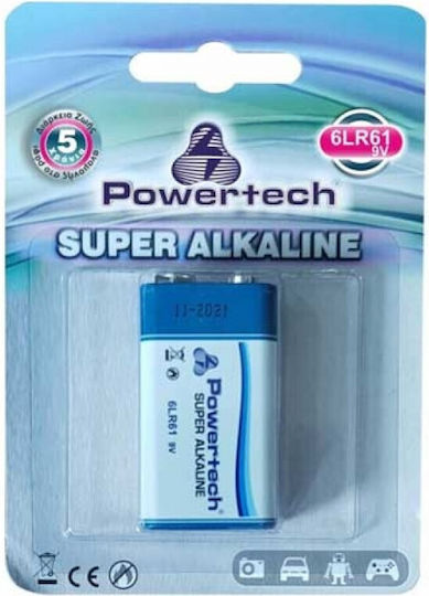 Powertech Super Αλκαλική Μπαταρία 9V 1τμχ