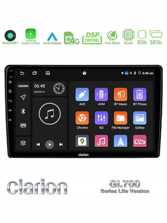 Clarion Car-Audiosystem für Peugeot 3008 2008-2016 mit A/C (Bluetooth/USB/WiFi/GPS) mit Touchscreen 9"