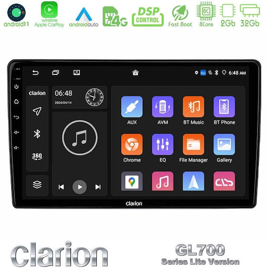 Clarion Car Audio System for Peugeot 508 2010-2018 (Bluetooth/USB/WiFi/GPS/Apple-Carplay/Android-Auto) with Touch Screen 9"