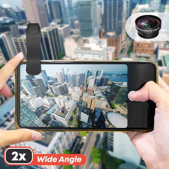 Kit Universal Lentile Smartphone Teleobiectiv Fisheye Unghi Larg 2 Macro