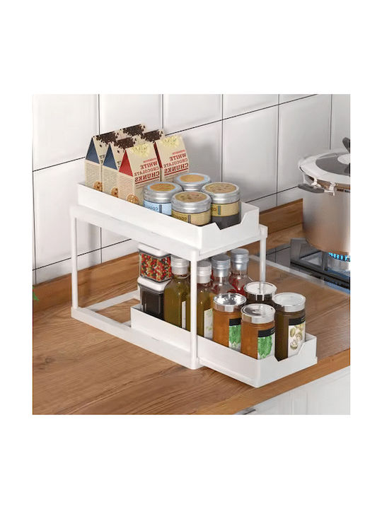 Metall-Arbeitsplatten-Organizer für Küche oder Badezimmer Weiß 40x22x36cm
