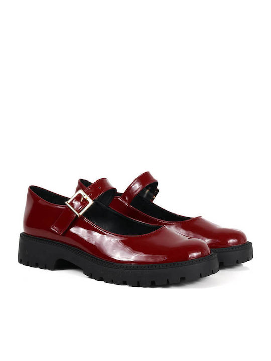 Burgunderrote Lackleder-Mary-Janes-Loafer